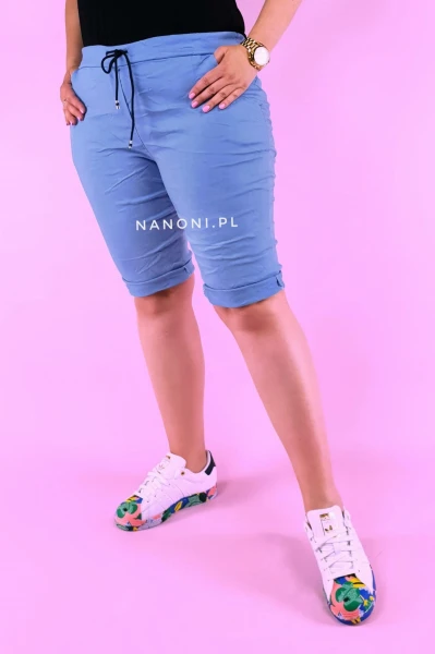 Spodnie Szorty Gniecione Błękitne Big Plus Size