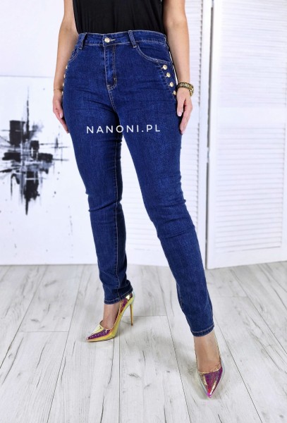 Spodnie Jeansy Granatowe z Guzikami Plus Size 42-50 Milva