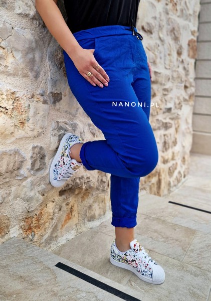 Spodnie Gniecione Chabrowe Big Plus Size 