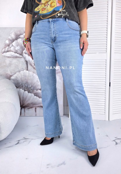 Spodnie Niebieskie Jasne Jeansowe Plus Size Dzwony 44-54 Steffi