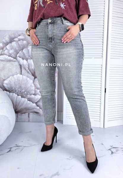 Spodnie Szare Jasne Plus Size  Mom Fit 44-54 Donna
