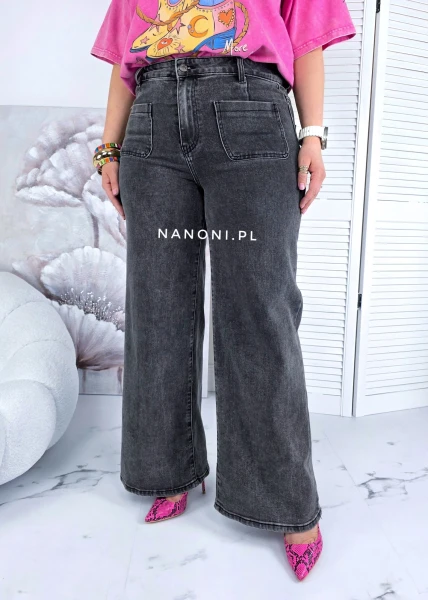 Spodnie Szare Jeansowe Plus Size Proste Szerokie  44-54 Suri