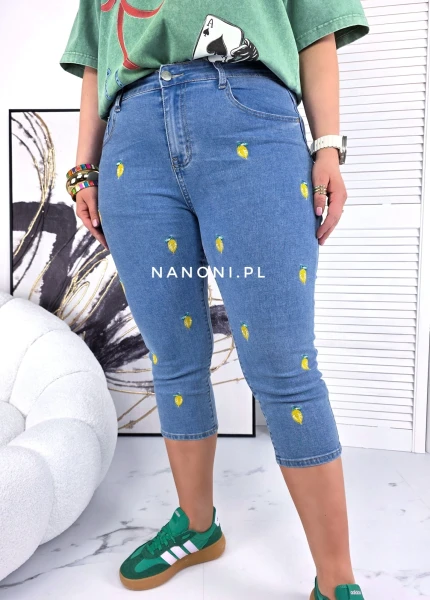 Spodnie Jeansy Rybaczki Plus Size 42-50 Lemon