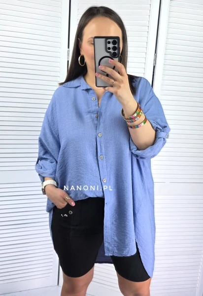Koszula Oversize  Niebieska Plus Size Siena 