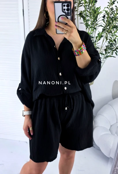 Muślinowy Komplet Plus Size Czarny Milano 