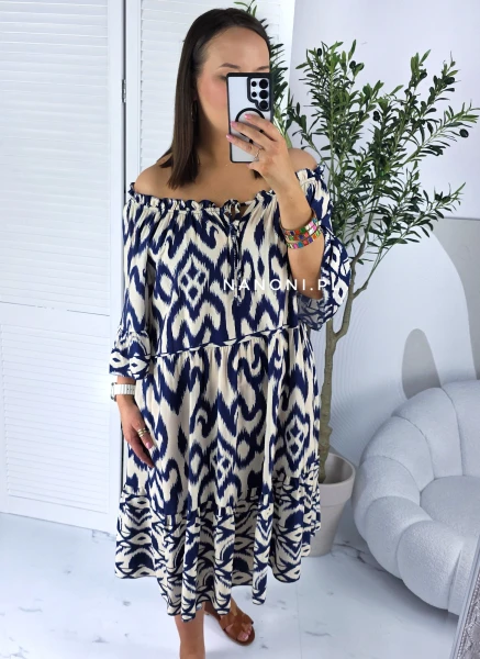 Sukienka Hiszpanka Plus Size Granatowa Madera 44-48 