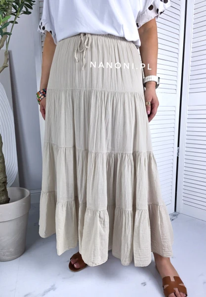 Spódnica Maxi Isola Plus Size Beżowa