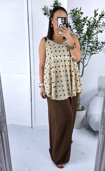 Top Bluzka Beżowa Groszki Rita 40-44