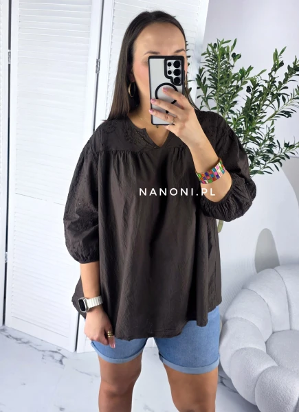 Bluzka Plus Size Alba Czekoladowa