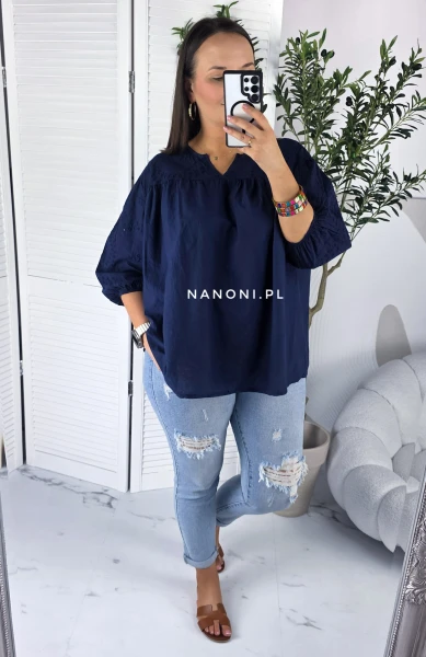 Bluzka Plus Size Alba Granatowa