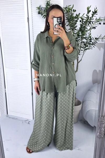 Koszula Muślinowa Plus Size Khaki Elia