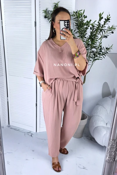 Komplet Plus Size Puder Róż Ravella