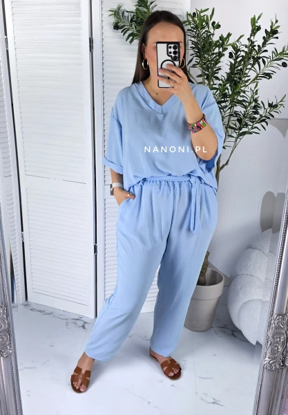 Komplet Plus Size Błękitny Ravella