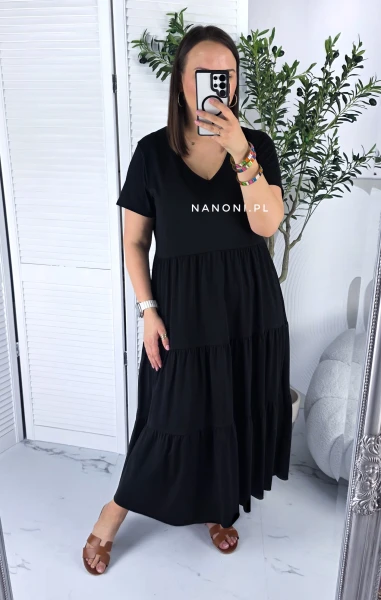 Sukienka Midi Czarna Plus Size 44-48 Valeria