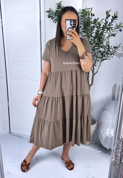 Sukienka Midi Taupe Plus Size 44-48 Valeria