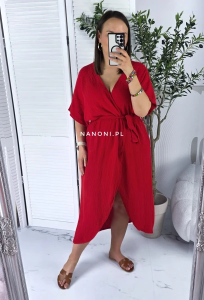 Sukienka Midi Czerwona Plus Size 42-46 Lorena