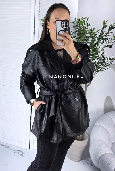 Kurtka z Ekoskóry Czarna Plus Size Savona
