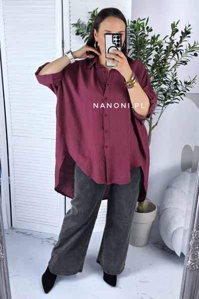 Koszula Oversize Bordowa Plus Size Siena