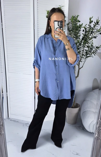 Koszula Oversize  Niebieska Plus Size Siena 