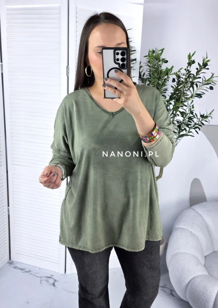 Bluzka Plus Size Oversize Mavi Oliwkowa