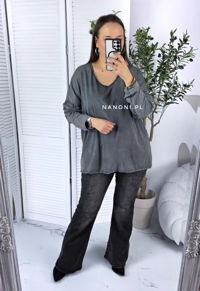 Bluzka Plus Size Oversize Mavi Szara