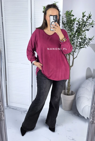 Bluzka Plus Size Oversize Mavi Malinowa