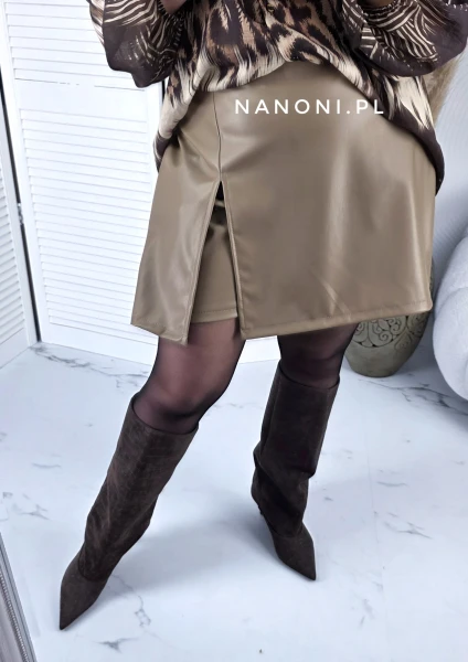 Spódnico-Spodenki Taupe z Ekoskóry Plus Size Nela