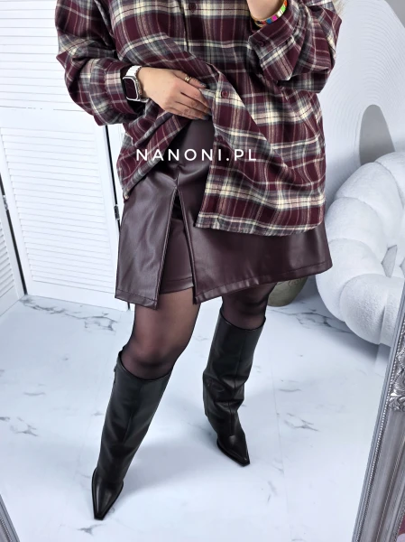 Spódnico-Spodenki Burgundowe z Ekoskóry Plus Size Nela