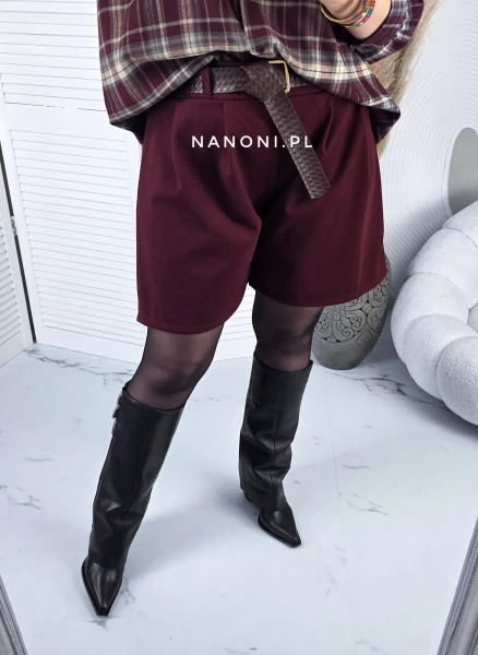 Spodenki Plus Size z Paskiem Miranda Bordowe