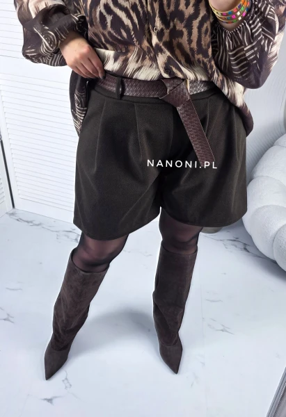 Spodenki Plus Size z Paskiem Miranda Czekoladowe