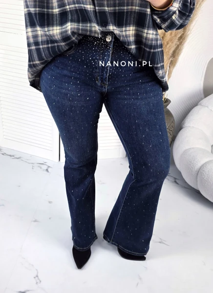 Spodnie Jeansowe Plus Size Dzwony Granatowe Blink 44-54