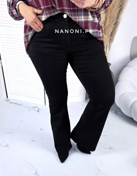 Spodnie Jeansowe Plus Size Dzwony Czarne Blink 44-54 