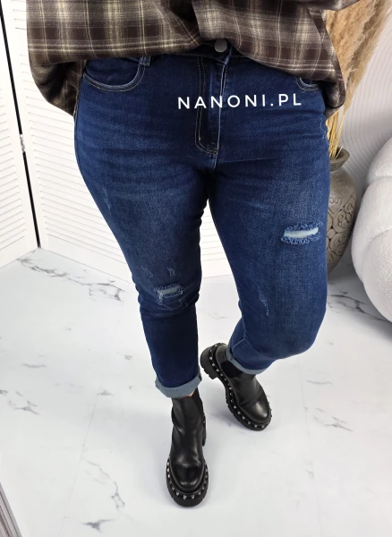 Spodnie Jeansowe Granatowe Plus Size Mom Fit 44-54 Demi